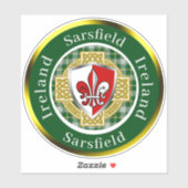 Sarsfield Irish Shield/Celtic Cross Personalized シール (シート)