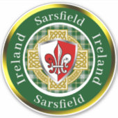 Sarsfield Irish Shield/Celtic Cross Personalized シール (正面)
