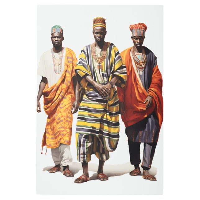 「Sartorial Elegance: Trio of African Men in Tradit メタルプリント (正面)