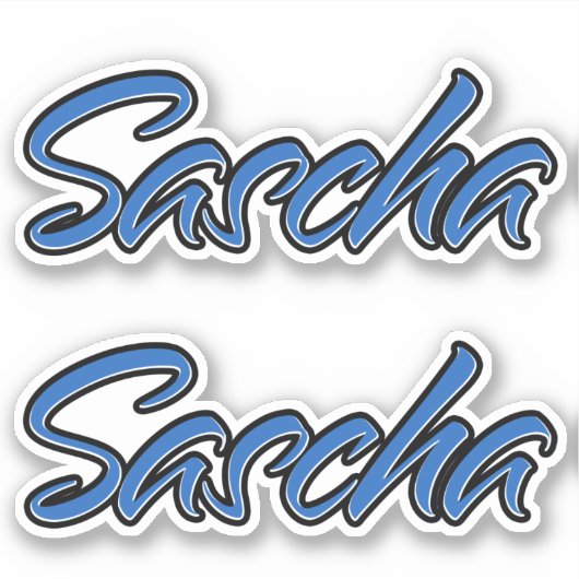 Sascha Name blue Aufkleber Sticker Stickerset シール (正面)