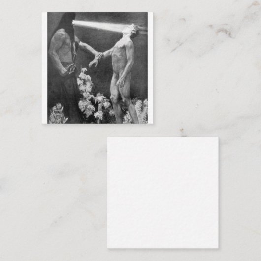 Sascha Schneider – 催眠ヴィンテージドイツのオカルト スクエア名刺 (正面/裏面)