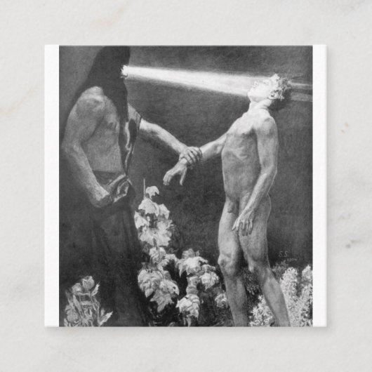 Sascha Schneider – 催眠ヴィンテージドイツのオカルト スクエア名刺 (正面)