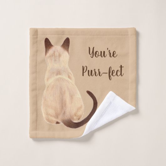 Sashaのあなたはシャムの猫好きの背部眺めPurrfect バスタオルセット (ウォッシュタオル)