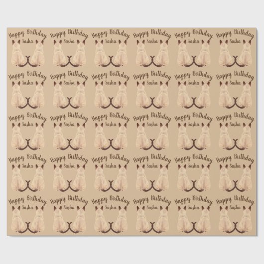 Sashaのシャム猫の着席の誕生日の子猫のカスタム ラッピングペーパー (フラット)