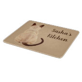 Sashaの遠くになスケッチを見るシャムの猫好きの子猫 カッティングボード (角)