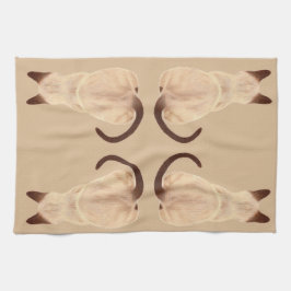 Sashaの遠くになスケッチを見るシャムの猫好きの子猫 キッチンタオル