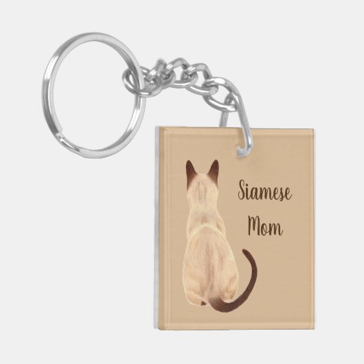 Sashaの遠くになスケッチを見るシャムの猫好きの子猫 キーホルダー (正面左)