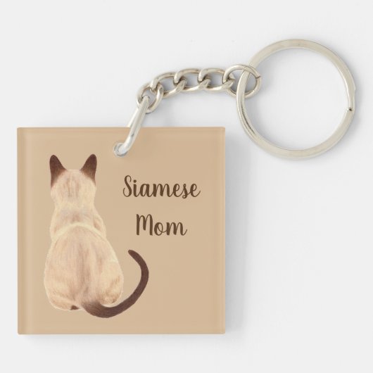 Sashaの遠くになスケッチを見るシャムの猫好きの子猫 キーホルダー (裏面)