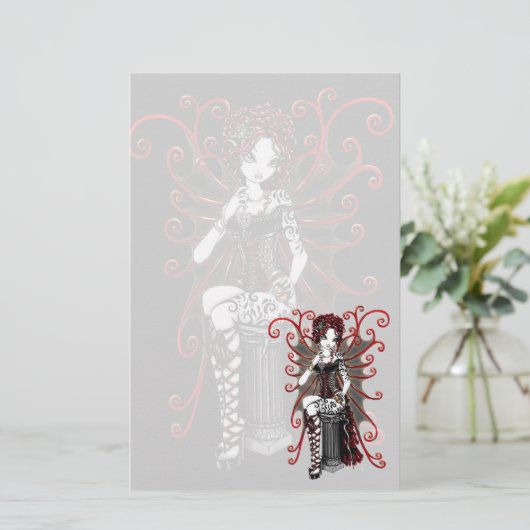"Sasha"のゴシック様式オートクチュールのバレンタインの妖精の文房具 便箋 (スタンド正面)