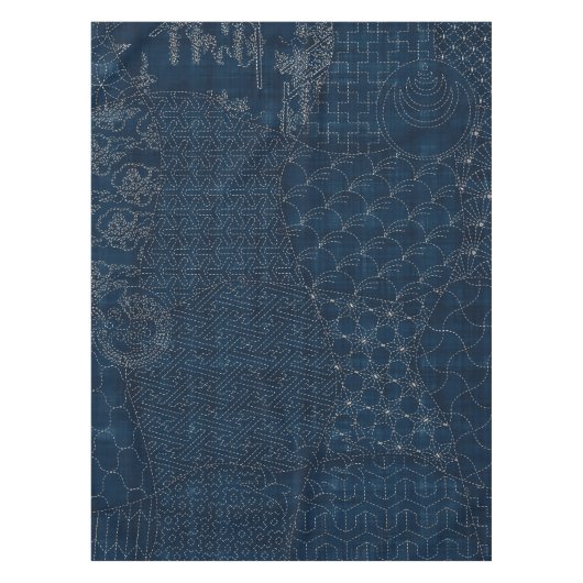 Sashikoスタイルの刺繍のデザイン- テーブルクロス (正面)