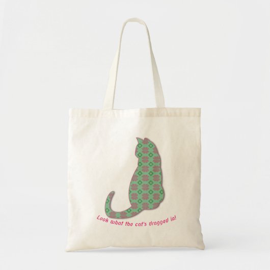 Sashiko cat, 刺し子風猫 トートバッグ (正面)