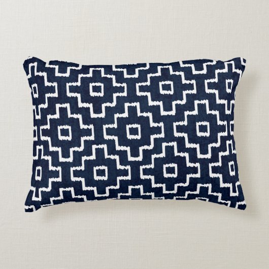 Sashiko seamless indigo dye pattern with tradition アクセントクッション (正面)