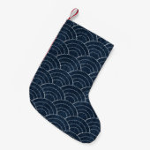 Sashiko seamless indigo dye pattern with tradition スモールクリスマスストッキング (正面 (吊り時))
