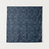 Sashiko seamless indigo dye pattern with tradition タペストリー (正面(横))