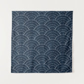 Sashiko seamless indigo dye pattern with tradition タペストリー (正面)