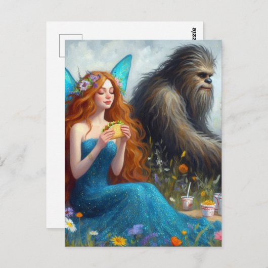 Sashquatch and a Fairy on a Picnic ポストカード (正面/裏面)