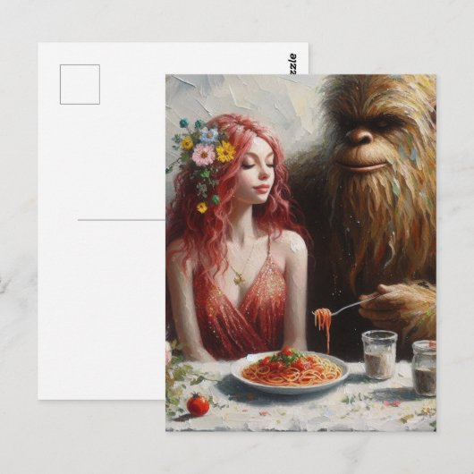 Sashquatch and His Date on Spaghetti Night ポストカード (正面/裏面)