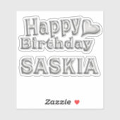 Saskia Happy Birthday silver Aufkleber Sticker シール (シート)