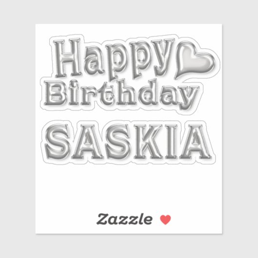 Saskia Happy Birthday silver Aufkleber Sticker シール (シート)