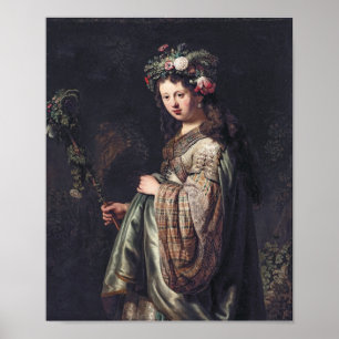 Saskia van Uylenburgh as Flora, Rembrandt, 1634 ポスター
