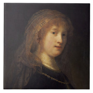 Saskia van Uylenburgh、c.1634-1640 (パネルの油) タイル