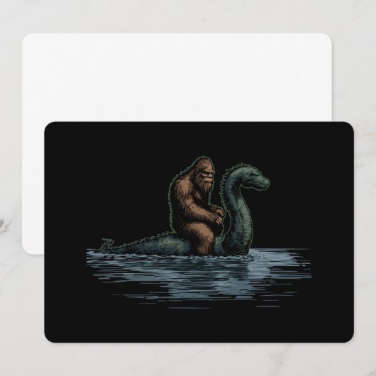 Sasquatch Bigfoot Rides Loch Monster 招待状 (正面/裏面)