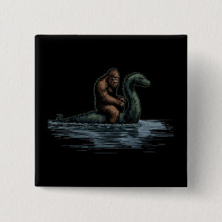 Sasquatch Bigfoot Rides Loch Monster 缶バッジ