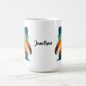 Sasquatch Bigfoot Watercolor Personalized Name Mug モーフィングマグカップ (中央)