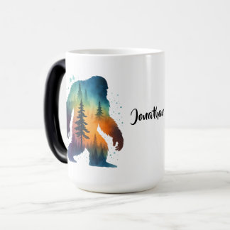 Sasquatch Bigfoot Watercolor Personalized Name Mug モーフィングマグカップ