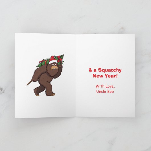 Sasquatch  Humor and Pun Personalized Christmas カード (内部)