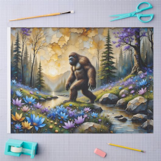  Sasquatch in Floral Mountain valley 薄葉紙 (クラフト)