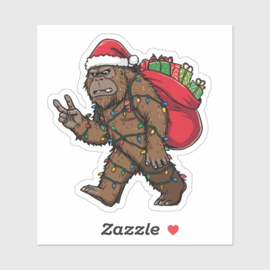 Sasquatch Santa: Funny Bigfoot Christmas Holiday シール (シート)