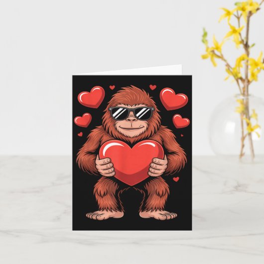 Sasquatch Valentine's Day - Bigfoot Heart Sungles  カード (黄色い花)