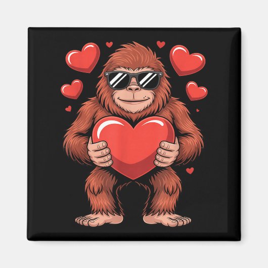 Sasquatch Valentine's Day - Bigfoot Heart Sungles  マグネット (正面)