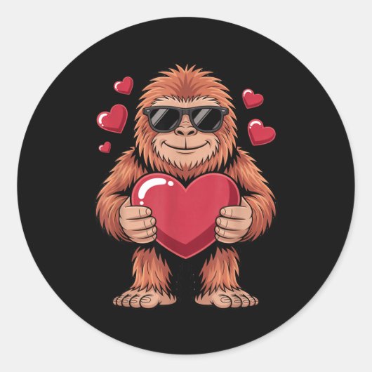 Sasquatch Valentine's Day - Bigfoot Heart Sungles ラウンドシール (正面)