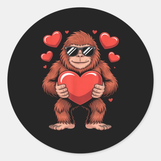 Sasquatch Valentine's Day - Bigfoot Heart Sungles ラウンドシール (正面)