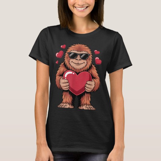 Sasquatch Valentine's Day - Bigfoot Heart Sungles  Tシャツ (正面)