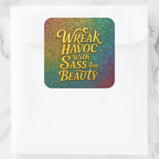 Sassと美しいのステッカーでSnarkyが大混乱 スクエアシール (バッグ)