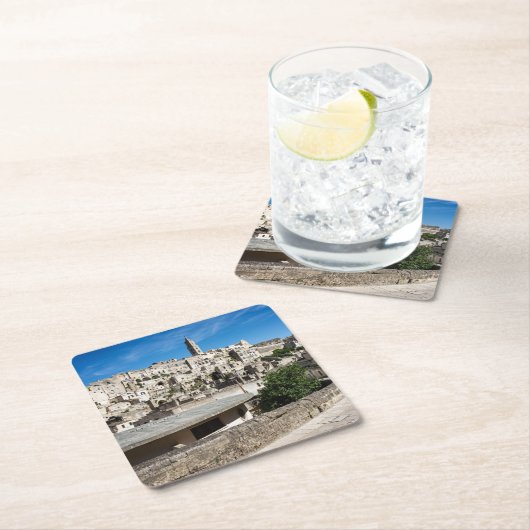 Sassiのディディミアムのマテラの古い都市 スクエアペーパーコースター (インサイチュ)