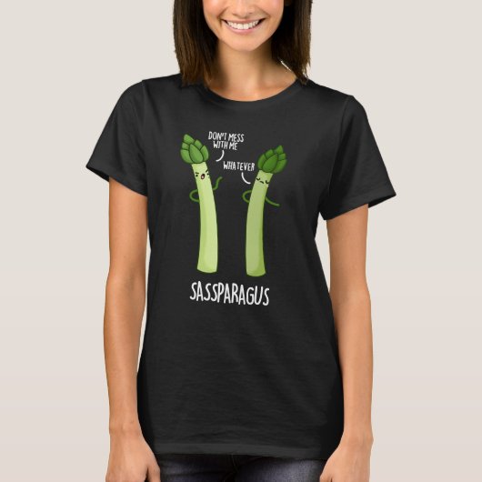 Sassparagus おもしろい Asparagus Vegetable Pun Dark BG Tシャツ (正面)