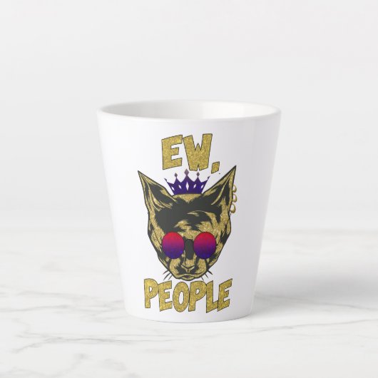 Sassy 王室の Cat - 「Ew.人々おもしろい猫好き カフェラテマグ (正面)