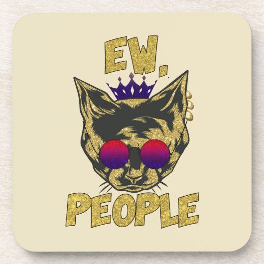 Sassy 王室の Cat - 「Ew.人々おもしろい猫好き コースター (正面)