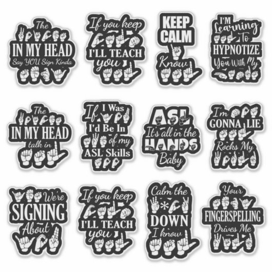 Sassy ASL Stickers - ASL Vibes シール (正面)