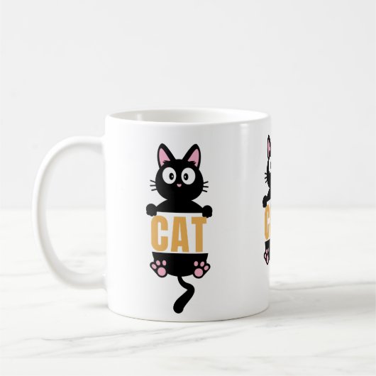 Sassy Black Cat、black cat mug、猫好きギフト、i lov コーヒーマグカップ (左)