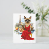 Sassy Catはパリ・フランス シーズンポストカード (スタンド正面)