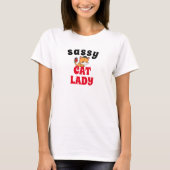 Sassy Cat Lady おもしろい PirateグラフィックTシャツ Tシャツ (正面)