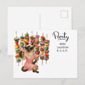 Sassy Cat Selfie at Party Invitation  ポストカード (正面/裏面)