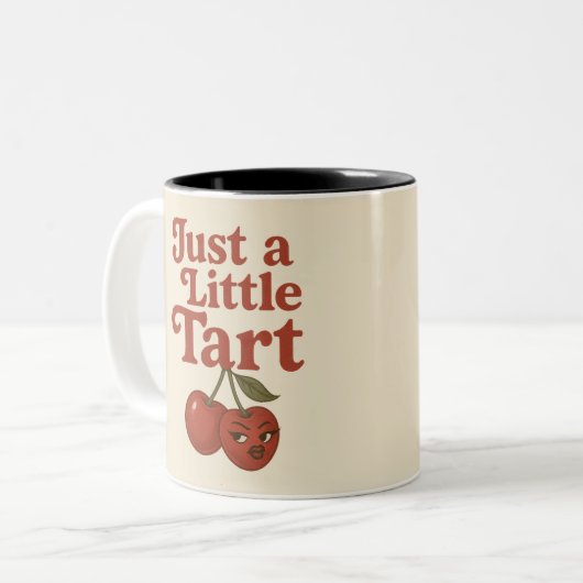 Sassy Cherry Just a Little Tart Retro Red ツートーンマグカップ (正面左)