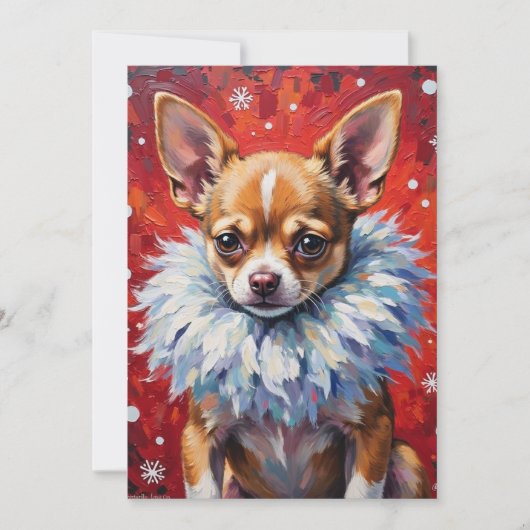 Sassy Chihuahua Dog in Fluffy Winter Fur Collar シーズンカード (正面)