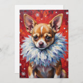 Sassy Chihuahua Dog in Fluffy Winter Fur Collar シーズンカード (正面/裏面)